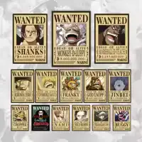 One Piece Anime Bounty Wanted Poster Of Straw Hat Crew and 4 Emperors Yonko (Premium Quality No Blurred Image) Wanted 14 Poster Set