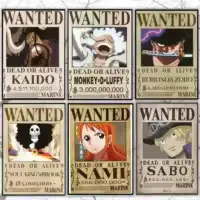 New Updated wanted One Piece Anime Bounty Poster 6pc Set, Anime Poster