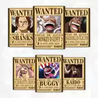 One Piece Anime 4 Emperors Yonko Bounty Wanted Poster Set Monkey D Luffy Shanks Buggy Blackbeard Kaido Big Mom