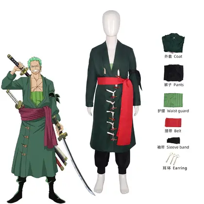 Fantasia Wano Country Roronoa Of Zoro Cosplay Kimono Anime Pirate Disfraz Costume children Male Halloween Carnival Party Clothes