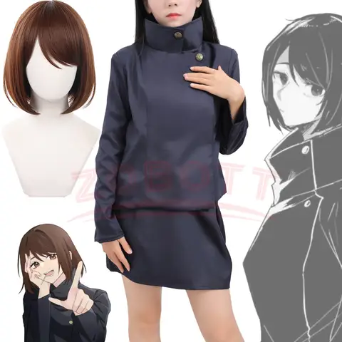 Jujutsu JJK Manga Anime Shoko Ieiri Cosplay Costume Wig Jacket Skirt Rose Net Synthetic Halloween  S-3XL nike ja 3