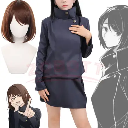 Jujutsu JJK Manga Anime Shoko Ieiri Cosplay Costume Wig Jacket Skirt Rose Net Synthetic Halloween  S-3XL nike ja 3