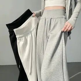 2025 Daily Loose Girls High Waist Pants Women Korean Casual Straight Leg Trousers Lady Classic Fashion Solid Thin Pants