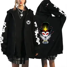 Helluva Boss Anime Hooded Zipper Women Men Harajuku Casual Fashion Long Sleeve Tops Jacket Coat Fall Winter Fleece Zip-Up Hoodie
