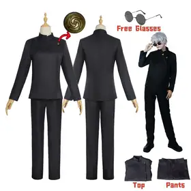 Dark Blue High School Gojo Satoru Cosplay Costume Glasses Anime Jujutsu Kaisen Cosplay Halloween Outfit Suit for Men