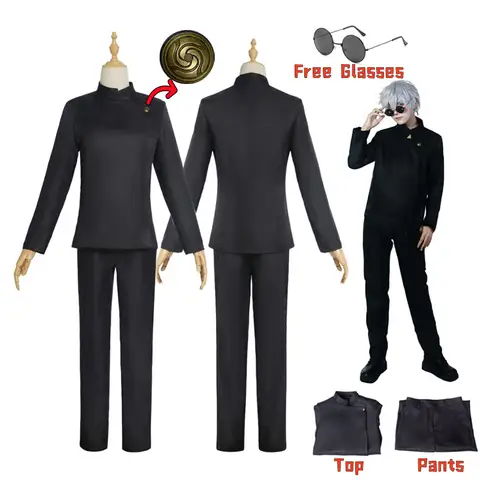 Dark Blue High School Gojo Satoru Cosplay Costume Glasses Anime Jujutsu Kaisen Cosplay Halloween Outfit Suit for Men