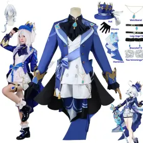 Furina Focalors Cosplay Genshin Costume Impact Carnival Uniform Anime Halloween Party Costumes Masquerade Women Costume and Wig