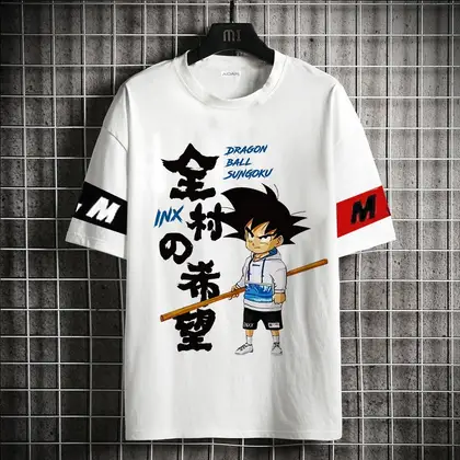 2026 Men's T-shirt High Quality Dragon Ball Wukong Short Sleeved Men's T-shirt Oversized Clothing Super Saiyan Trendy Anime Top