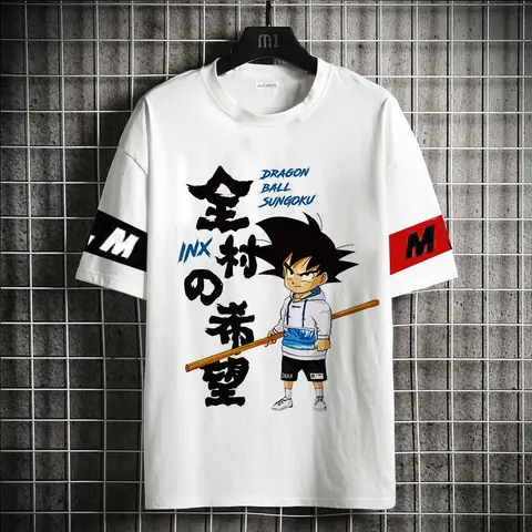 2026 Men's T-shirt High Quality Dragon Ball Wukong Short Sleeved Men's T-shirt Oversized Clothing Super Saiyan Trendy Anime Top