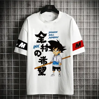 2026 Men's T-shirt High Quality Dragon Ball Wukong Short Sleeved Men's T-shirt Oversized Clothing Super Saiyan Trendy Anime Top