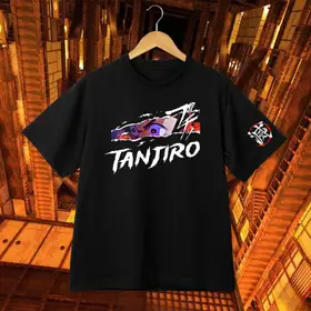 Demon Slayer Tanjiro Kamado Eye Graphic T-Shirt Anime Streetwear Tee Men's Casual Top for Demon Slayer Anime Fans