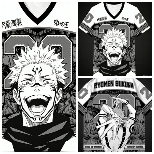 Latest Jujutsu Kaisen Jerseys for Boys, Girls, and Children; American Football Uniforms; Anime Merchandise; Short-sleeved Shirts