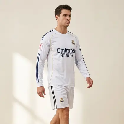 Real Madrid Full Sleeve Home Jersey Set New Season Football Full Kit