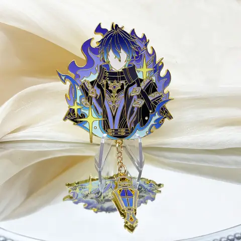 Genshin Impact Kyryll Chudomirovich Flins Cosplay Badges Anime Lightkeepers Flins Metal Brooches Pins Halloween Party Props Fans