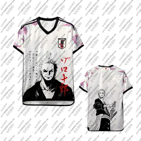 Summer Y2k Anime Football Jersey Soccer Boys Male Tee Top Breathable T Shirts Men Casual Sportswear One Piece Japan Zoro