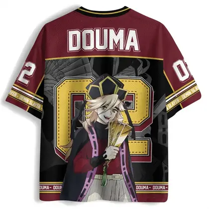 2026 New Demon Slayer Douma  Anime Number Jersey Oversize Tops Tees Retro Style  Baseball Hockey Outfit T-shirt