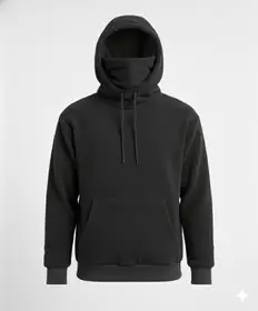 Men's Fleece Ninja Mask  Hoodie - High Neck cover- Built-In- Face Covering