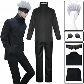 Anime Jujutsu Satoru Gojo Cosplay Costume Eye Patch  Free Glasses Halloween Party Men Women