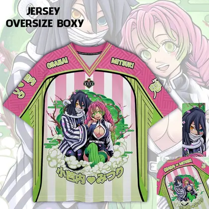 Jersey Demon Slayer Obanai and Mitsuri Anime Series Jersey Korean Style Baseball Hockey Oversize T-shirt Daily Unisex Tops Tee