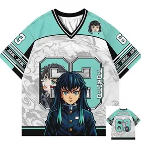 Demon Slayer Muichiro Tokito Anime Series Number 63 Jersey Oversize  Baseball Hockey Outfit T-shirt Daily Unisex Tops Tees