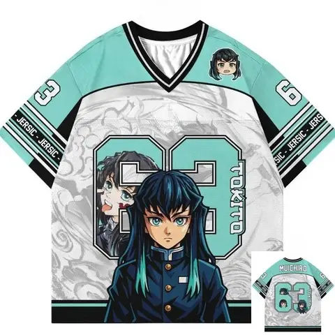 Demon Slayer Muichiro Tokito Anime Series Number 63 Jersey Oversize  Baseball Hockey Outfit T-shirt Daily Unisex Tops Tees
