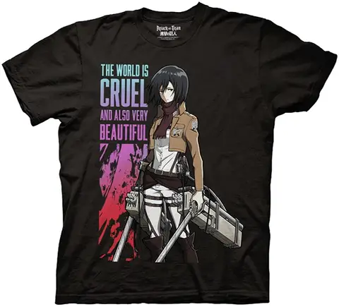 Attack on Titan T Shirt Mikasa Ackerman Eren Yeager Anime Graphic Tee Cotton Short Sleeve Tops for Men 2025 Summer Casual