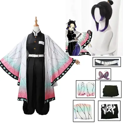 AnimeKochou Shinobu Cosplay Costume  Kochou Uniforms  Hairs Halloween For Kids  Cos Party