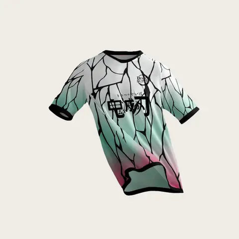 New Football Jerseys Japanese Anime Bandai Demon Slayer Tanjiro Nezuko T-shirt Sporty Street Loose for Men  Children