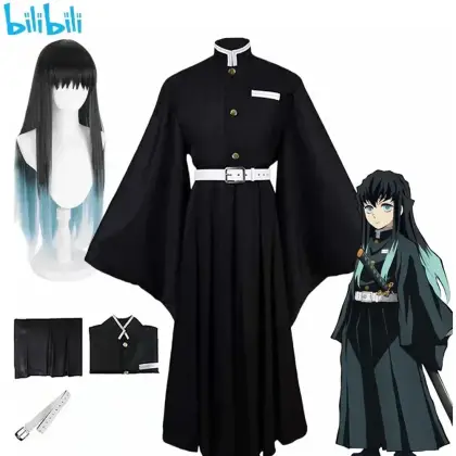 2025 Halloween Anime Demon Slayers Kimetsu   Yaiba  kitou Muichirou   Kostuums Kisatsutai Uniform Pruik Halloween Feestkostuum