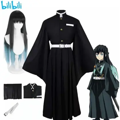 2025 Halloween Anime Demon Slayers Kimetsu   Yaiba  kitou Muichirou   Kostuums Kisatsutai Uniform Pruik Halloween Feestkostuum