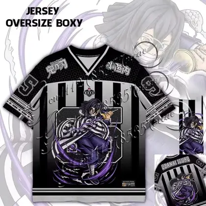 2026 New Demon Slayer Obanai Iguro Anime Number Jersey Oversize Tops Tees Retro Style  Baseball Hockey Outfit T-shirt