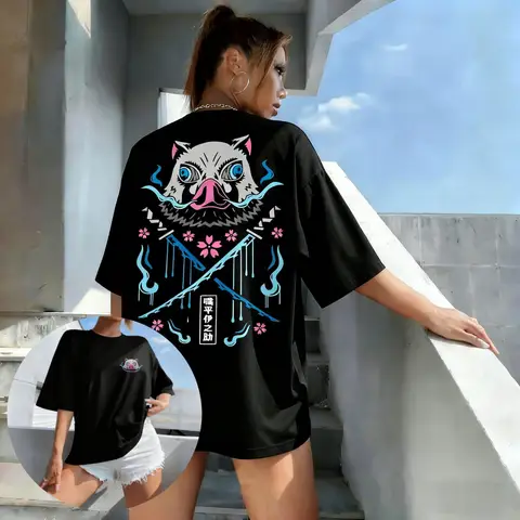 Demon Slayer Inosuke Anime T Shirt Men Women Oversized Graphic Tee 2026 Summer New Casual Streetwear Cosplay Short Sleeves Tops