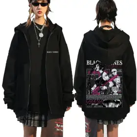 Anime Oosaki Nana Zipper Hoodie Vintage Grunge Black Stones Zip Up Jacket Autumn Winter Men Women Manga Casual Zip Up Sweatshirt