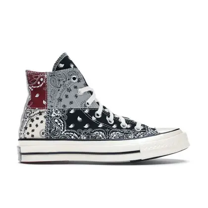 Black Bandana Lightweight Ankle Cut Printed Casual Sneakers Shoes For Men