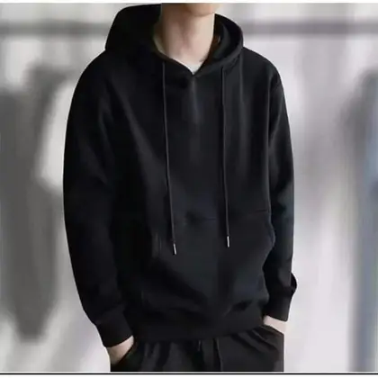 Latest Plain Black Hoodie For Men