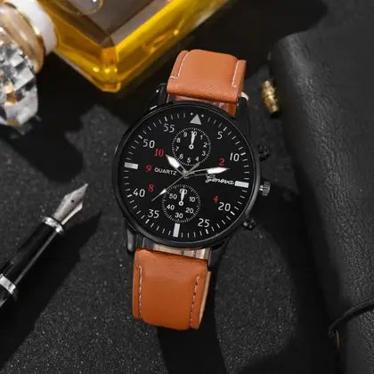 High Quality Clock Sports Watch Leather Strap Simple Digital Watch Casual Wristwatches Men