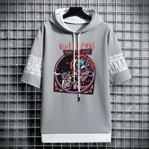 Luxury t shirt for men clothing oversized streetwear Hoodies korea 반팔티 Casual hat t-shirt print graphic tshirt anime sports gym hoodie