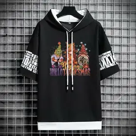 New style gym lian anime sports casual hat t-shirt 반팔티 hugh hoodie korean streetwear men's t-shirt print oversized graphic t-shirt hoodie