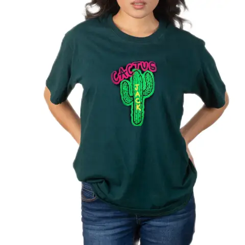 Green casual Printed Cotton  T-Shirt For Women