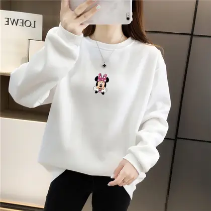 Tailor Stitch Winter Warm Inner Fleece Minni Mouse Sweatshirt For Women