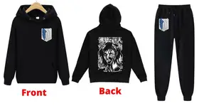 "Attack On Titan Anime Combo Printed Hoodie And Trouser For Men And Women"