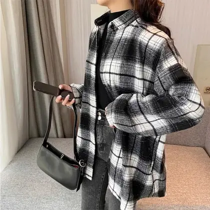 MINI Over Sized Check Shirt For Women // SR