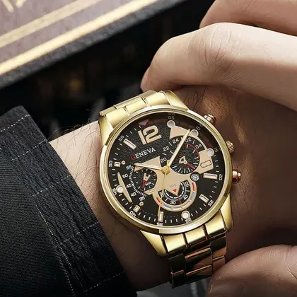 Creative Stainless Steel Watchband Men Wristwatch with Calendar Glow Pointer Quartz Watch Luxury Casual Business Watch