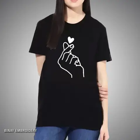 Black Printed Cotton T-Shirt for Women - Casual, Comfortable, Summer Wear, S-XXL Sizes
