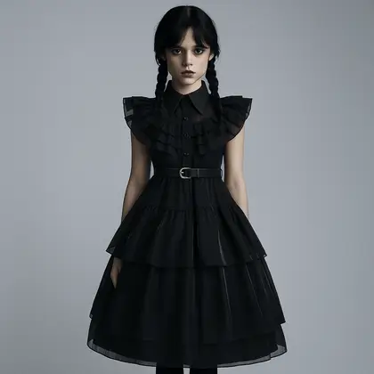 Uniforms Wednesday Addams Cosplay Costume Black Dress Princess Gown Girls Halloween Costume Cosplay Dress Gothic Style Kids Halloween Outfits Prom