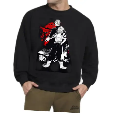 Black Anime Printed Winter Sweatshirt For Men & Women- Fashion | Sweatshirts | Clothes | For Men And Women |