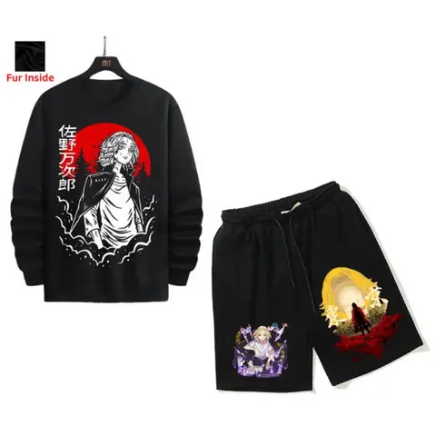 Mikey Anime Combo Printed Sweatshirt And Half Pant For Men And Women