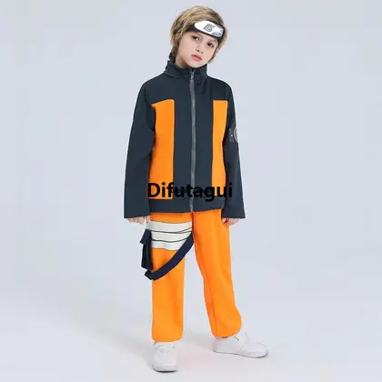 Difutagui Children Clothes Sets Boys Anime Ninja Naruto Anime Cosplay Costumes Portable Kids Fancy-dress Halloween Carnvial Dress-up Party Outfit