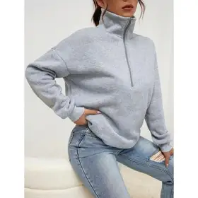 New Warm Fleece Half Zip Sweatshirt For Ladies