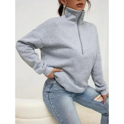 New Warm Fleece Half Zip Sweatshirt For Ladies